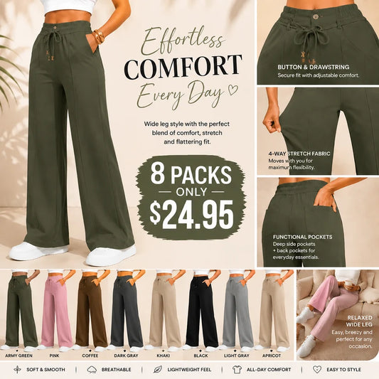⚡ New Arrival Casual Loose Fit Drawstring High Waist Wide Leg Pants