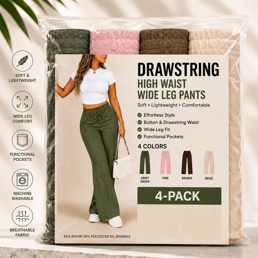 ⚡ New Arrival Casual Loose Fit Drawstring High Waist Wide Leg Pants