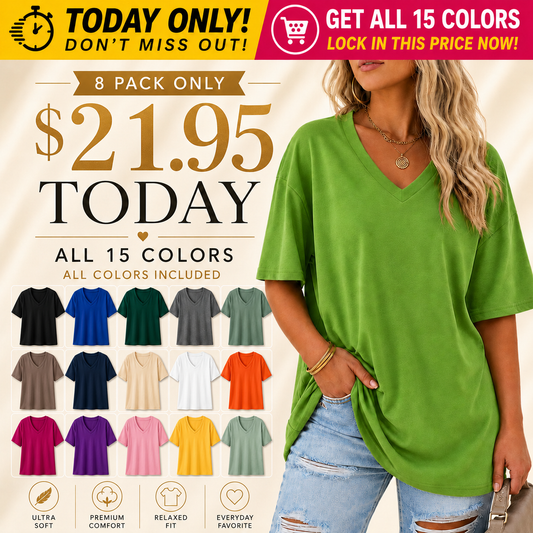 【End of Summer Sale】Women's V Neck T Shirts Summer Half Sleeve Tee