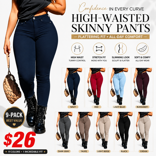 Women's Button-Fly Skinny Pants with Pockets