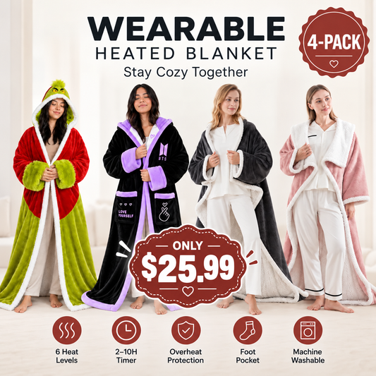 🔥Wearable Heated Blanket with Foot Pocket Sherpa🔥Overheat Protection & Auto Shut-Off