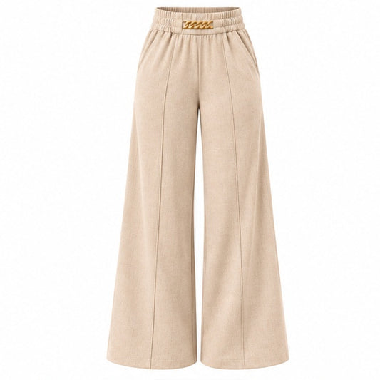 [LAST DAY SALE]High Waisted Chain Detail Wide Leg Pants